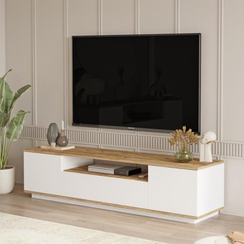 Έπιπλο τηλεόρασης Fedya Megapap χρώμα λευκό - sapphire oak 180x45x44,6εκ.