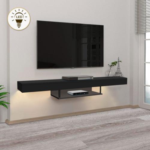 Έπιπλο τηλεόρασης επιτοίχιο Albares Megapap με LED χρώμα μαύρο 150x29,6x22εκ.