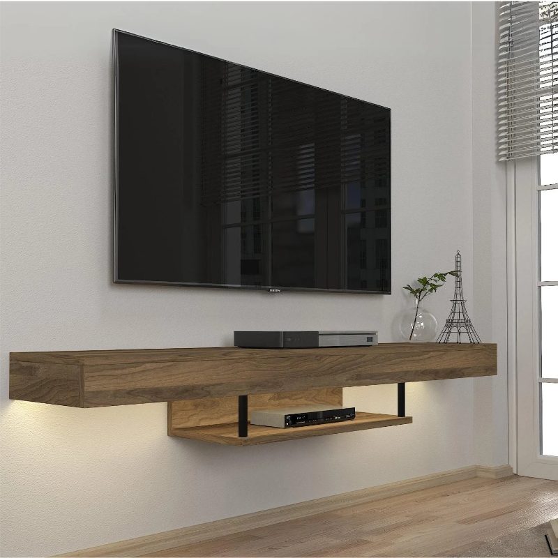 Έπιπλο τηλεόρασης επιτοίχιο Albares Megapap με LED χρώμα καρυδί 150x29,6x22εκ. Έπιπλο τηλεόρασης επιτοίχιο Albares Megapap με LED χρώμα καρυδί 150x29,6x22εκ.