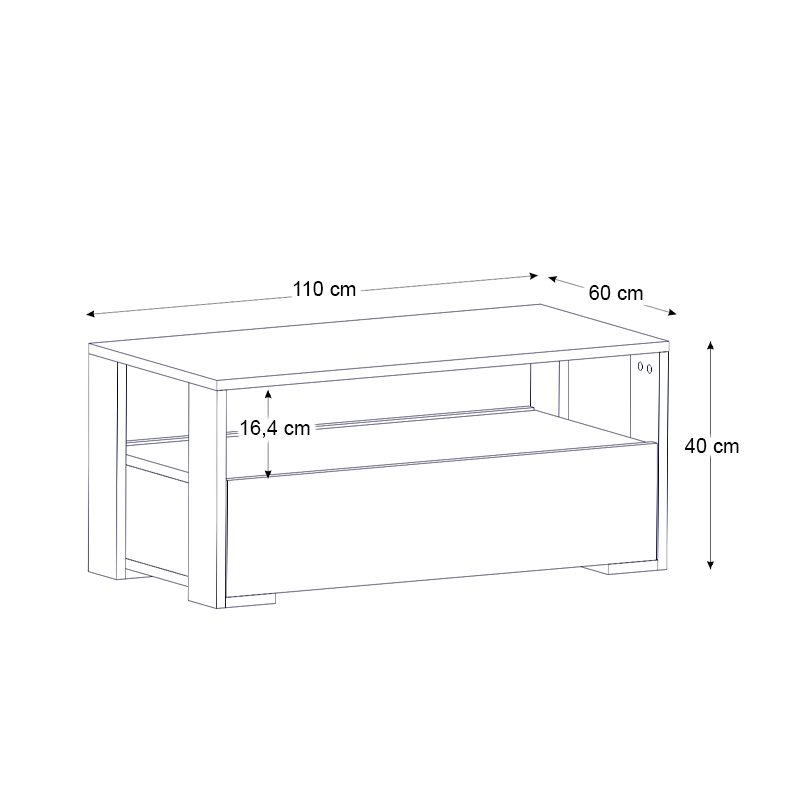 Τραπεζάκι σαλονιού Balina Megapap χρώμα λευκό 110x60x40εκ.