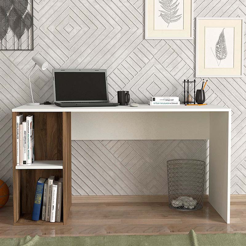 Γραφείο εργασίας Coral Megapap χρώμα λευκό - καρυδί 140x60x75εκ. Γραφείο εργασίας Coral Megapap χρώμα λευκό - καρυδί 140x60x75εκ.