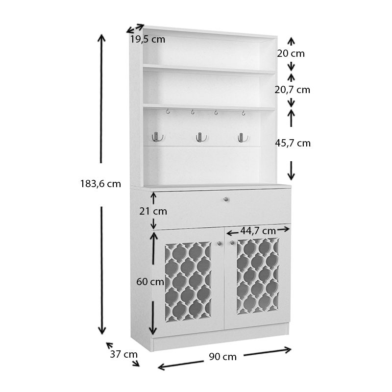 Έπιπλο κουζίνας Axel Megapap χρώμα λευκό 90x37x183,6εκ. Έπιπλο κουζίνας Axel Megapap χρώμα λευκό 90x37x183,6εκ.