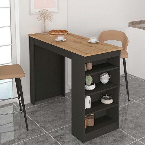 Τραπέζι μπαρ Monaco Megapap χρώμα ανθρακί - sapphire oak 120x51,6x101,8εκ.