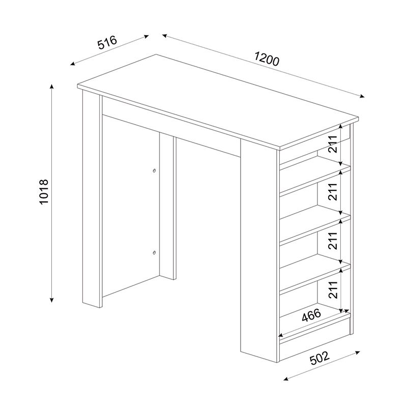Τραπέζι μπαρ Monaco Megapap χρώμα ανθρακί - sapphire oak 120x51,6x101,8εκ.