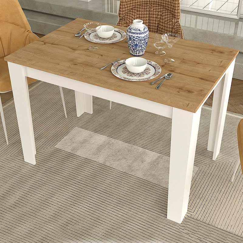 Τραπέζι Darlen Megapap χρώμα λευκό - sapphire oak 110x72x74εκ. Τραπέζι Darlen Megapap χρώμα λευκό - sapphire oak 110x72x74εκ.