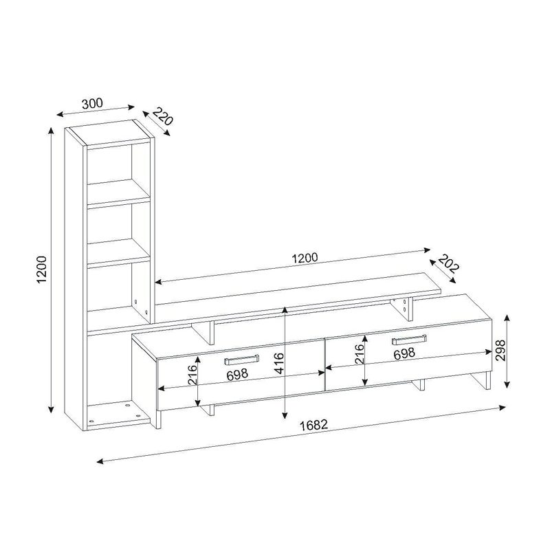 Σύνθεση τηλεόρασης Simal Megapap με LED χρώμα λευκό - cordoba 168,2x31,3x120εκ. Σύνθεση τηλεόρασης Simal Megapap με LED χρώμα λευκό - cordoba 168,2x31,3x120εκ.