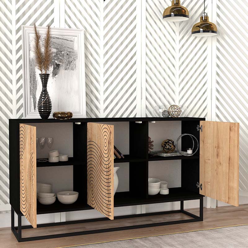 Μπουφές μελαμίνης Themis Megapap χρώμα μαύρο - sapphire oak 150x35x83,6εκ. Μπουφές μελαμίνης Themis Megapap χρώμα μαύρο - sapphire oak 150x35x83,6εκ.