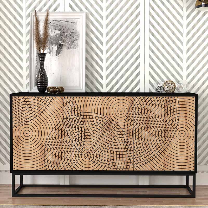 Μπουφές μελαμίνης Themis Megapap χρώμα μαύρο - sapphire oak 150x35x83,6εκ. Μπουφές μελαμίνης Themis Megapap χρώμα μαύρο - sapphire oak 150x35x83,6εκ.