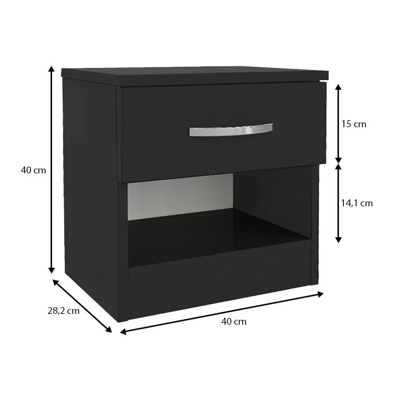 Κομοδίνο Lube Megapap χρώμα μαύρο 40x28,2x40εκ. Κομοδίνο Lube Megapap χρώμα μαύρο 40x28,2x40εκ.