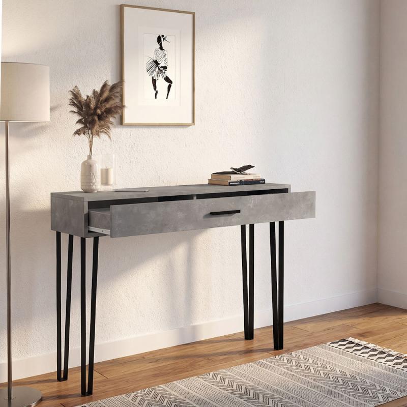 Κονσόλα Rochel Megapap χρώμα γκρι σκυροδέματος 120x35x89,8εκ.