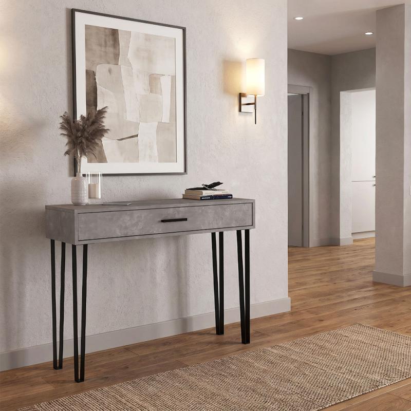 Κονσόλα Rochel Megapap χρώμα γκρι σκυροδέματος 120x35x89,8εκ.