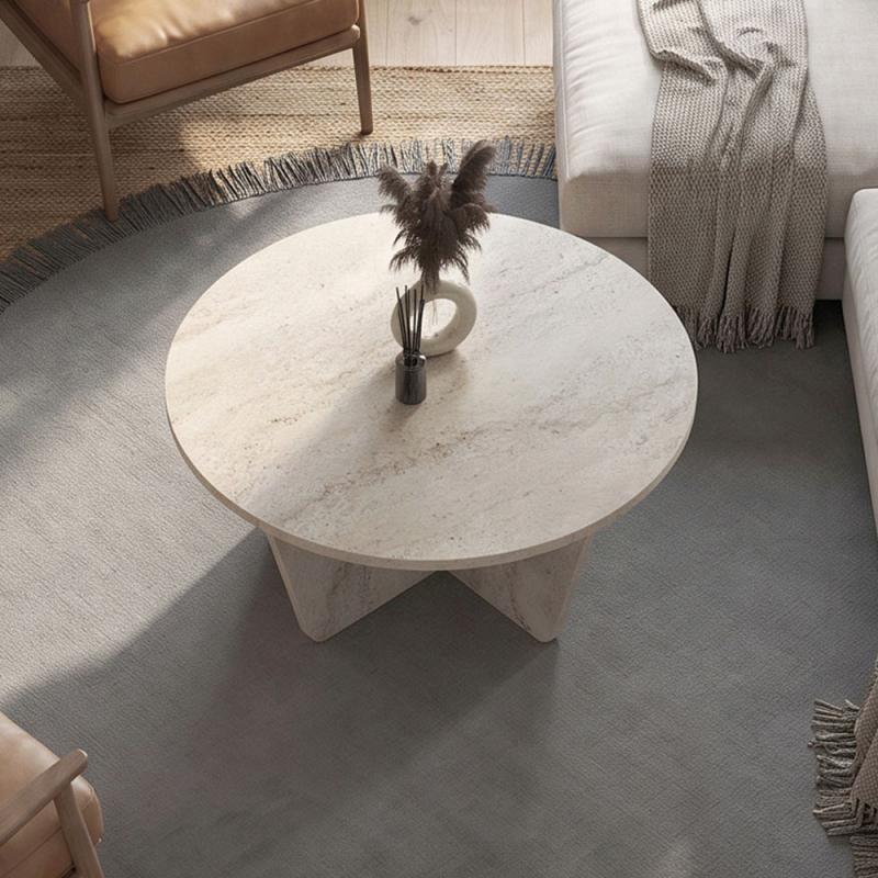 Τραπεζάκι σαλονιού Lagerta Megapap χρώμα travertine Ø75x35εκ. Τραπεζάκι σαλονιού Lagerta Megapap χρώμα travertine Ø75x35εκ.