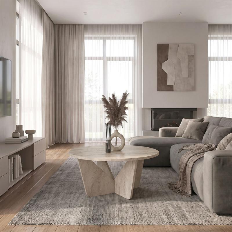 Τραπεζάκι σαλονιού Lagerta Megapap χρώμα travertine Ø75x35εκ. Τραπεζάκι σαλονιού Lagerta Megapap χρώμα travertine Ø75x35εκ.