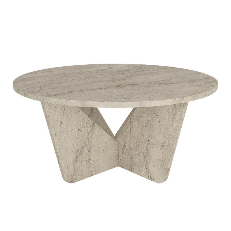 Τραπεζάκι σαλονιού Lagerta Megapap χρώμα travertine Ø75x35εκ. Τραπεζάκι σαλονιού Lagerta Megapap χρώμα travertine Ø75x35εκ.