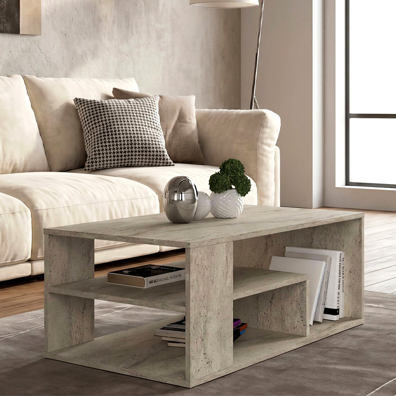 Τραπεζάκι σαλονιού Abdera Megapap χρώμα travertine 110x60x42εκ.