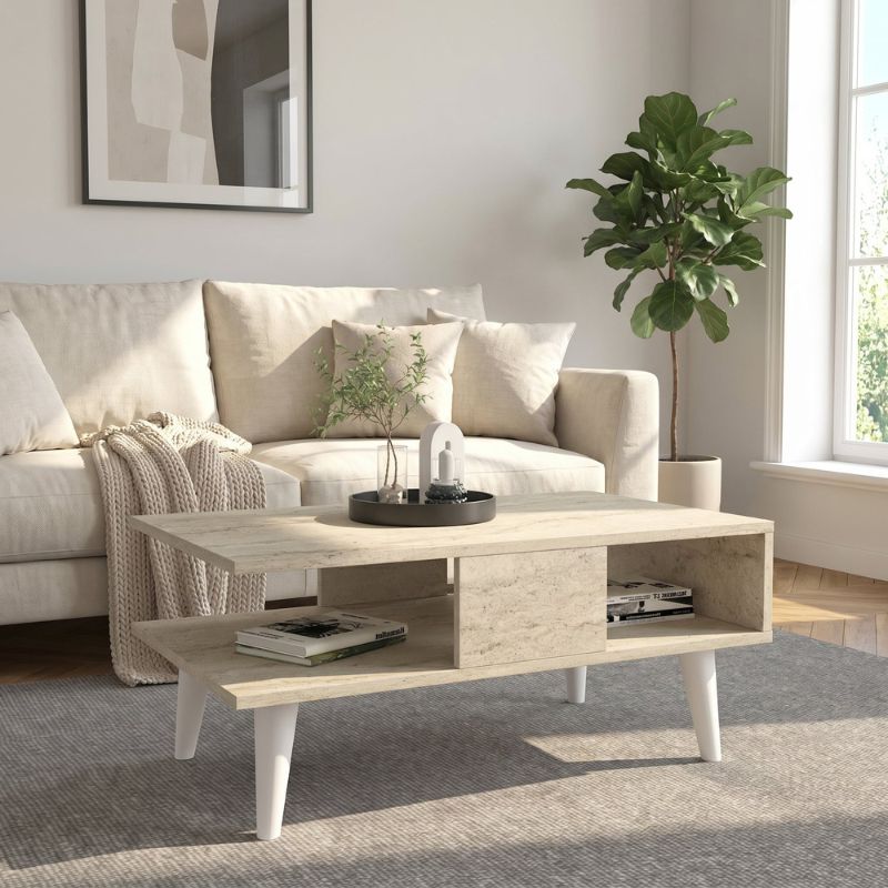 Τραπεζάκι σαλονιού Andros Megapap χρώμα travertine 90x54x39,6εκ. Τραπεζάκι σαλονιού Andros Megapap χρώμα travertine 90x54x39,6εκ.
