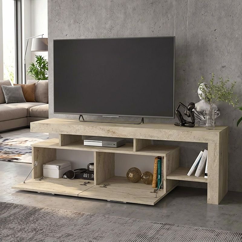 Έπιπλο τηλεόρασης Acnes Megapap χρώμα travertine 160x40x53εκ.