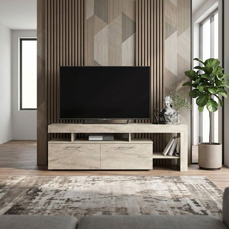 Έπιπλο τηλεόρασης Acnes Megapap χρώμα travertine 160x40x53εκ.