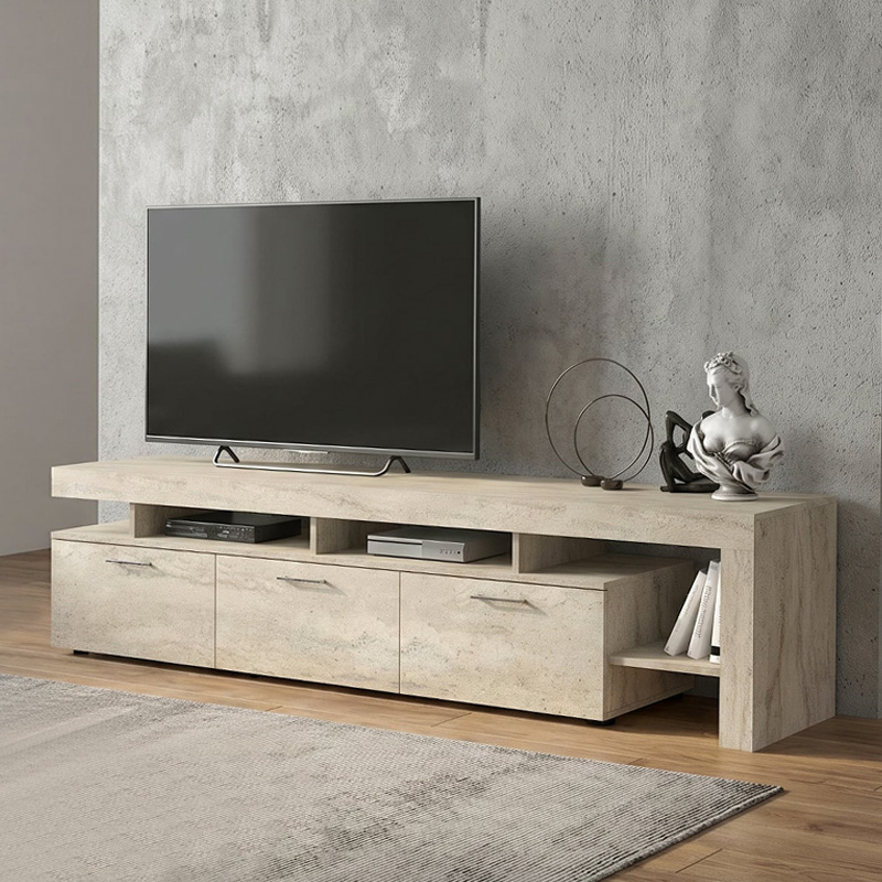 Έπιπλο τηλεόρασης Acnes Megapap χρώμα travertine 220x40x52εκ. Έπιπλο τηλεόρασης Acnes Megapap χρώμα travertine 220x40x52εκ.