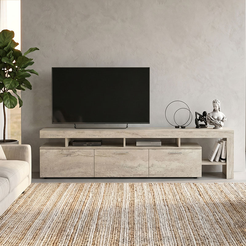Έπιπλο τηλεόρασης Acnes Megapap χρώμα travertine 220x40x52εκ. Έπιπλο τηλεόρασης Acnes Megapap χρώμα travertine 220x40x52εκ.