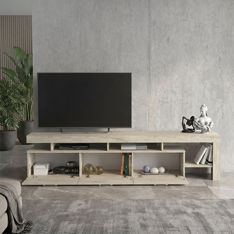 Έπιπλο τηλεόρασης Acnes Megapap χρώμα travertine 220x40x52εκ. Έπιπλο τηλεόρασης Acnes Megapap χρώμα travertine 220x40x52εκ.