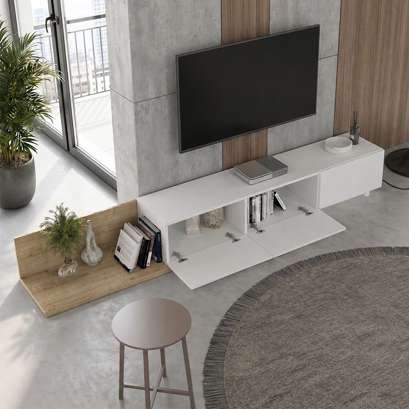 Έπιπλο τηλεόρασης Enstey Megapap επεκτεινόμενο χρώμα sapphire oak - λευκό 260x41,8x33,5εκ. Έπιπλο τηλεόρασης Enstey Megapap επεκτεινόμενο χρώμα sapphire oak - λευκό 260x41,8x33,5εκ.