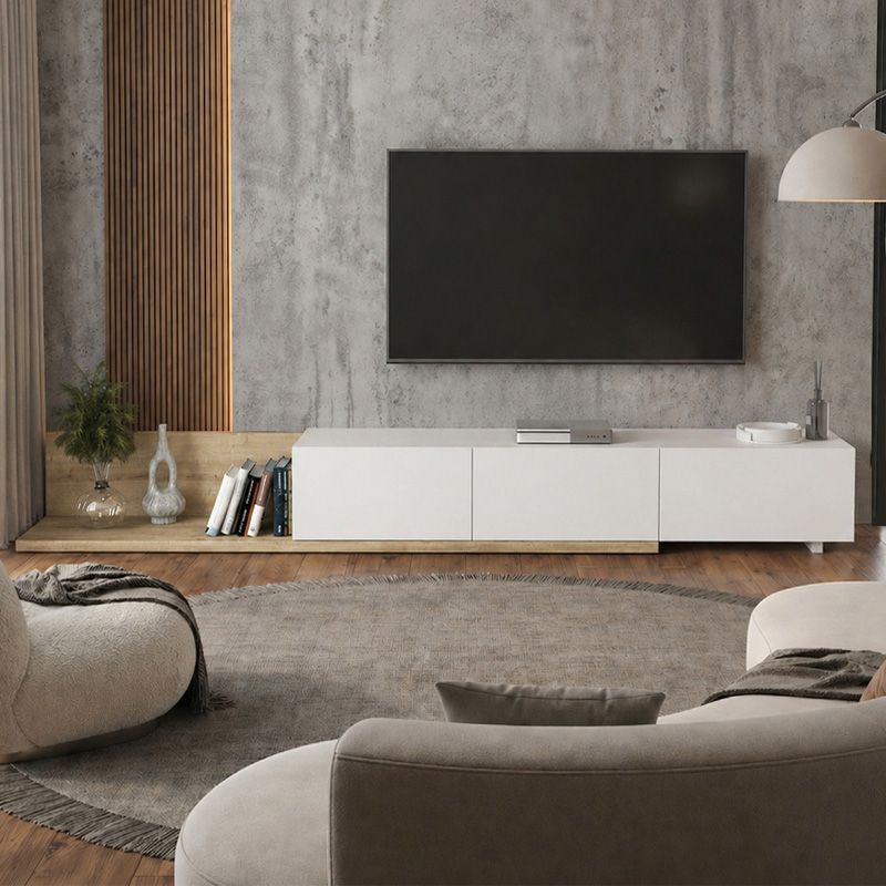 Έπιπλο τηλεόρασης Enstey Megapap επεκτεινόμενο χρώμα sapphire oak - λευκό 260x41,8x33,5εκ. Έπιπλο τηλεόρασης Enstey Megapap επεκτεινόμενο χρώμα sapphire oak - λευκό 260x41,8x33,5εκ.