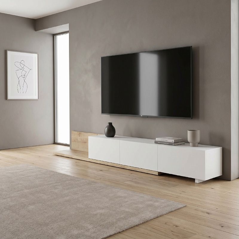Έπιπλο τηλεόρασης Enstey Megapap επεκτεινόμενο χρώμα sapphire oak - λευκό 260x41,8x33,5εκ. Έπιπλο τηλεόρασης Enstey Megapap επεκτεινόμενο χρώμα sapphire oak - λευκό 260x41,8x33,5εκ.
