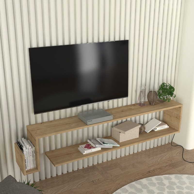 Έπιπλο τηλεόρασης επιτοίχιο Regnar Megapap χρώμα sapphire oak 168,6x25x31,8εκ. Έπιπλο τηλεόρασης επιτοίχιο Regnar Megapap χρώμα sapphire oak 168,6x25x31,8εκ.