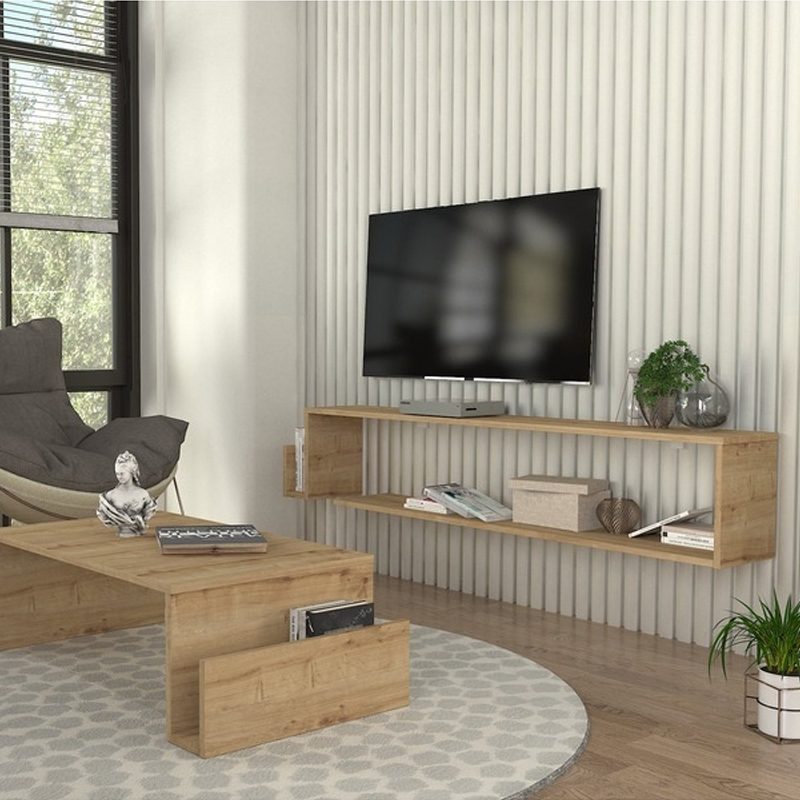 Έπιπλο τηλεόρασης επιτοίχιο Regnar Megapap χρώμα sapphire oak 168,6x25x31,8εκ. Έπιπλο τηλεόρασης επιτοίχιο Regnar Megapap χρώμα sapphire oak 168,6x25x31,8εκ.