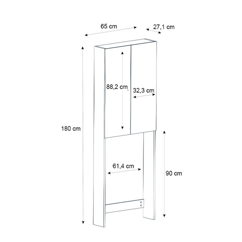 Έπιπλο πλυντηρίου Romme Megapap χρώμα μαύρο 65x27,1x180εκ. Έπιπλο πλυντηρίου Romme Megapap χρώμα μαύρο 65x27,1x180εκ.