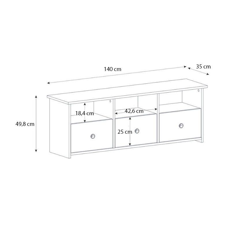 Έπιπλο τηλεόρασης Mahen Megapap χρώμα sapphire oak 140x35x49,8εκ. Έπιπλο τηλεόρασης Mahen Megapap χρώμα sapphire oak 140x35x49,8εκ.