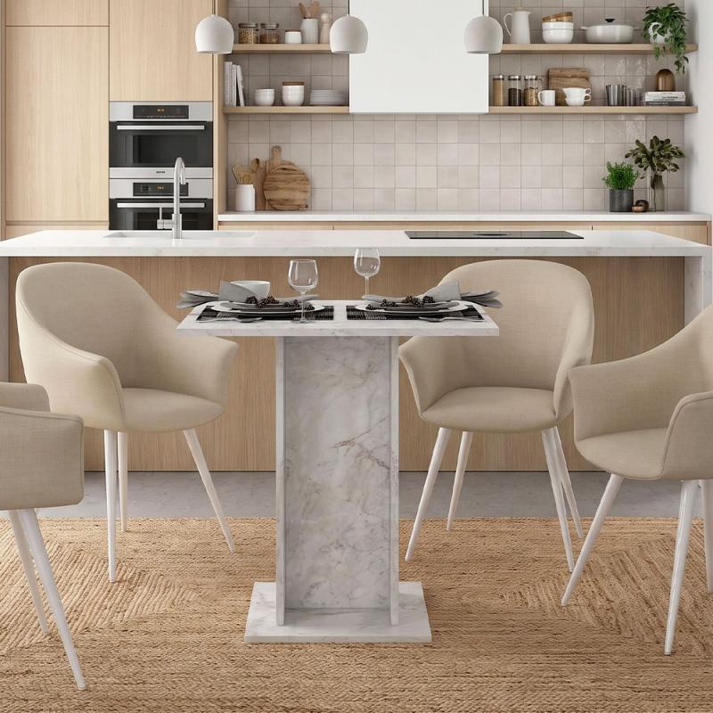 Τραπέζι Allos Megapap χρώμα λευκό εφέ μαρμάρου 75x75x77εκ. Τραπέζι Allos Megapap χρώμα λευκό εφέ μαρμάρου 75x75x77εκ.
