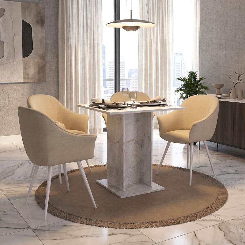 Τραπέζι Allos Megapap χρώμα λευκό εφέ μαρμάρου 75x75x77εκ. Τραπέζι Allos Megapap χρώμα λευκό εφέ μαρμάρου 75x75x77εκ.