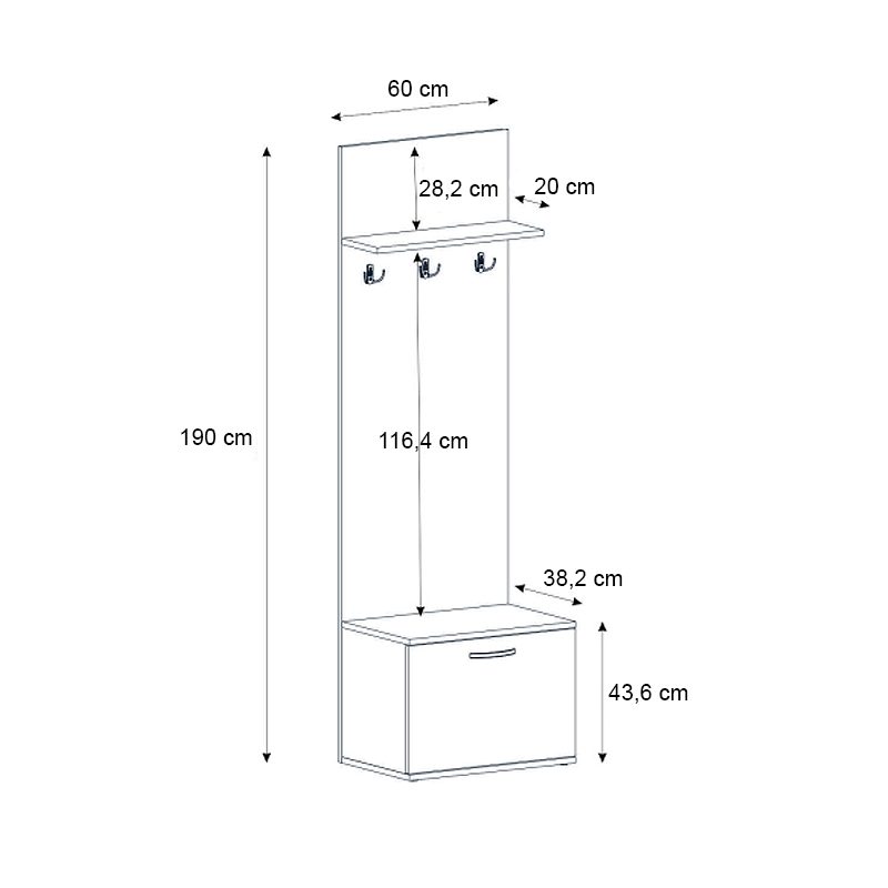 Έπιπλο εισόδου Track Megapap χρώμα καρυδί 60x38,2x190εκ. Έπιπλο εισόδου Track Megapap χρώμα καρυδί 60x38,2x190εκ.