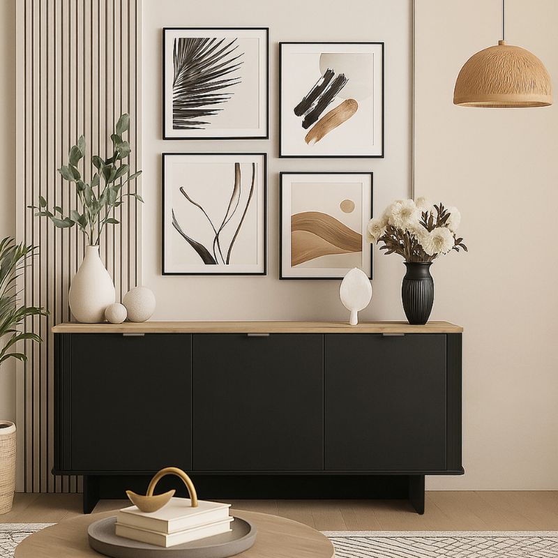 Μπουφές Bohema Megapap χρώμα μαύρο - sepet oak 180x47x76,6εκ. Μπουφές Bohema Megapap χρώμα μαύρο - sepet oak 180x47x76,6εκ.