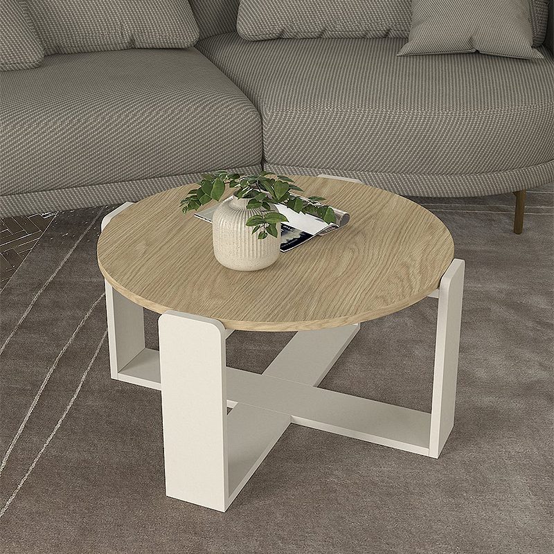 Τραπεζάκι σαλονιού Rebel Megapap χρώμα rota oak - sandstone Ø70x38εκ. Τραπεζάκι σαλονιού Rebel Megapap χρώμα rota oak - sandstone Ø70x38εκ.