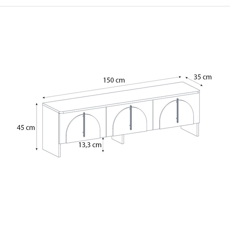 Έπιπλο τηλεόρασης Rebel Megapap χρώμα rota oak - sandstone 150x35x45εκ.