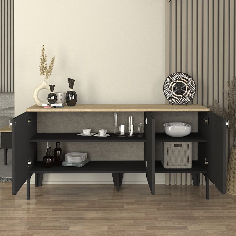 Μπουφές Pedro Megapap χρώμα ανθρακί - rota oak 150x45x75εκ. Μπουφές Pedro Megapap χρώμα ανθρακί - rota oak 150x45x75εκ.