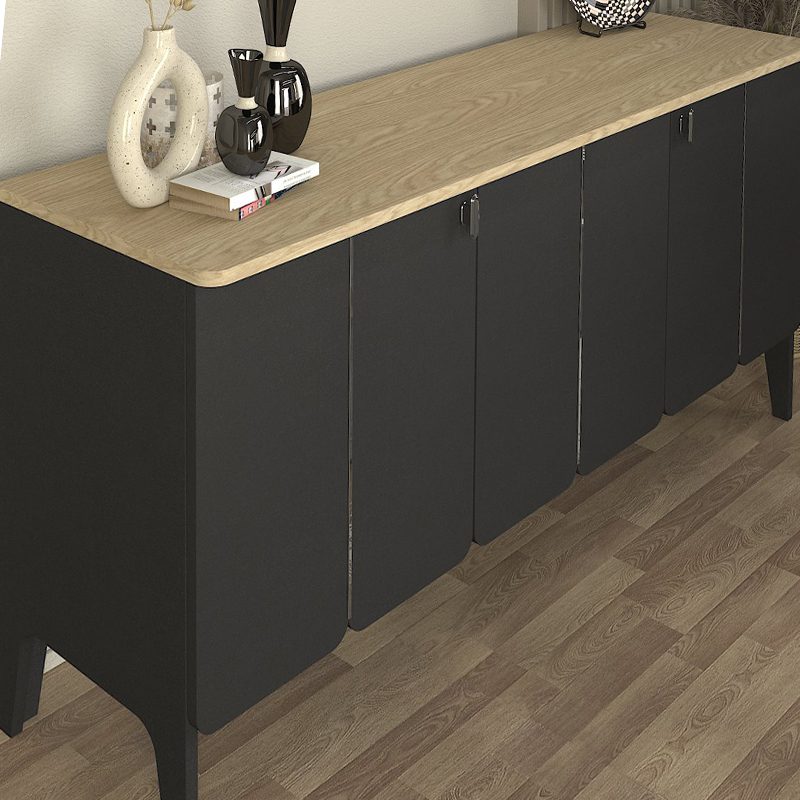 Μπουφές Pedro Megapap χρώμα ανθρακί - rota oak 150x45x75εκ. Μπουφές Pedro Megapap χρώμα ανθρακί - rota oak 150x45x75εκ.