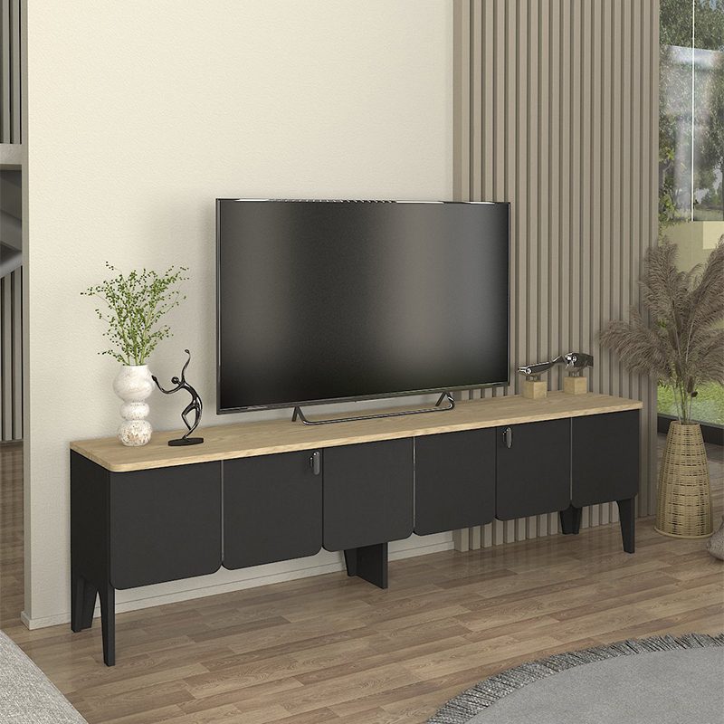 Έπιπλο τηλεόρασης Pedro Megapap χρώμα ανθρακί - rota oak 180x35x50,7εκ. Έπιπλο τηλεόρασης Pedro Megapap χρώμα ανθρακί - rota oak 180x35x50,7εκ.