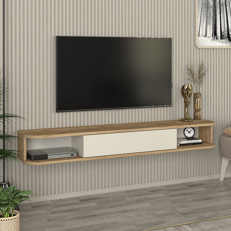 Έπιπλο τηλεόρασης επιτοίχιο Cross Megapap με LED χρώμα sepet oak - sandstone 150x29,6x19,2εκ.