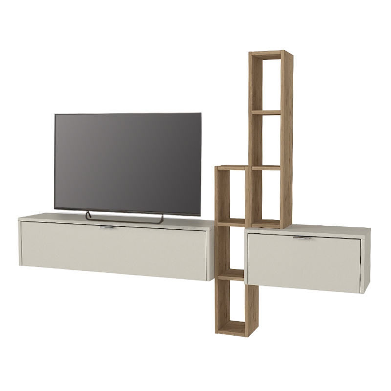Σύνθεση τηλεόρασης επιτοίχια Edgar χρώμα sandstone - sepet oak 198,4x29,6x148,5εκ. Σύνθεση τηλεόρασης επιτοίχια Edgar χρώμα sandstone - sepet oak 198,4x29,6x148,5εκ.