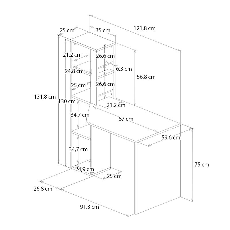 Γραφείο εργασίας Gemini Megapap χρώμα ανθρακί - λευκό 121,8x59,6x131,8εκ. Γραφείο εργασίας Gemini Megapap χρώμα ανθρακί - λευκό 121,8x59,6x131,8εκ.