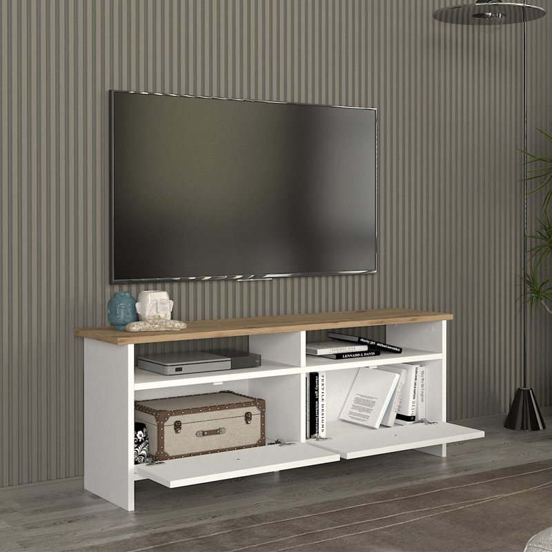 Έπιπλο τηλεόρασης Gradias Megapap χρώμα λευκό - sapphire oak 120x29,6x46,8εκ. Έπιπλο τηλεόρασης Gradias Megapap χρώμα λευκό - sapphire oak 120x29,6x46,8εκ.