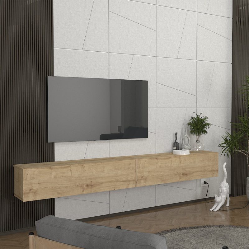 Έπιπλο τηλεόρασης επιτοίχιο Espanse Megapap χρώμα sapphire oak 241,8x31,7x30εκ. Έπιπλο τηλεόρασης επιτοίχιο Espanse Megapap χρώμα sapphire oak 241,8x31,7x30εκ.