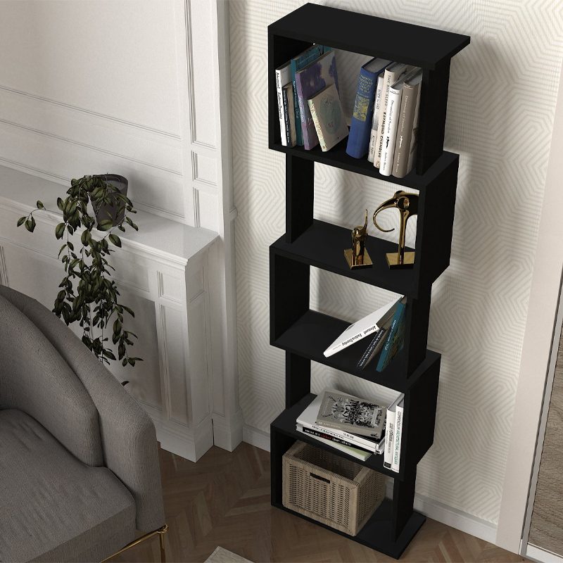 Βιβλιοθήκη Alvina Megapap χρώμα μαύρο 45x19,6x158,8εκ. Βιβλιοθήκη Alvina Megapap χρώμα μαύρο 45x19,6x158,8εκ.