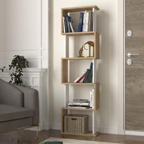 Βιβλιοθήκη Alvina Megapap χρώμα sapphire oak - λευκό 45x19,6x158,8εκ.