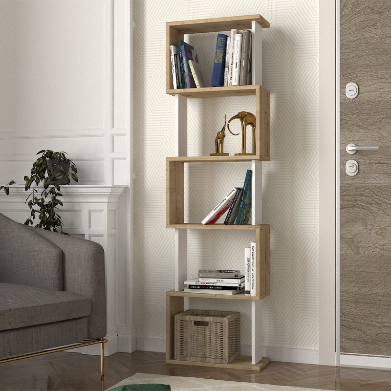 Βιβλιοθήκη Alvina Megapap χρώμα sapphire oak - λευκό 45x19,6x158,8εκ. Βιβλιοθήκη Alvina Megapap χρώμα sapphire oak - λευκό 45x19,6x158,8εκ.