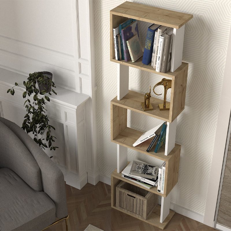 Βιβλιοθήκη Alvina Megapap χρώμα sapphire oak - λευκό 45x19,6x158,8εκ. Βιβλιοθήκη Alvina Megapap χρώμα sapphire oak - λευκό 45x19,6x158,8εκ.